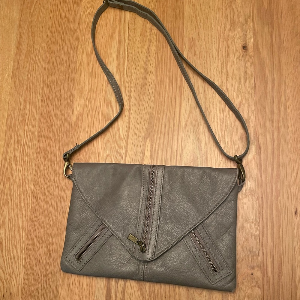 Borse in Pelle Crossbody bag, genuine leather, grey, EUC, made in Italy